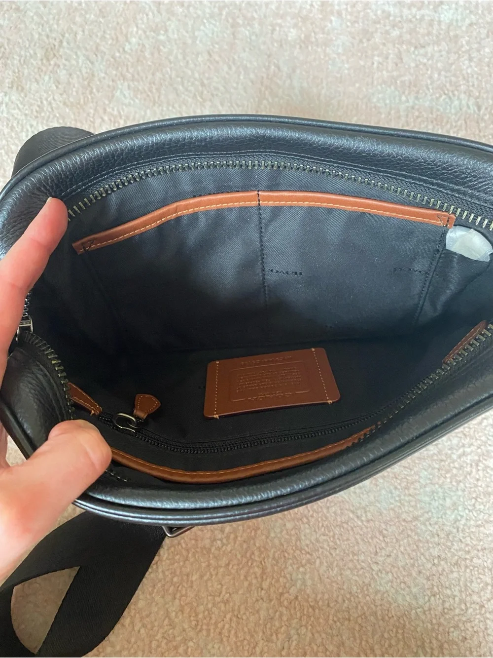 Coach Women’s Black Leather Crossbody Bag - Sleek Everyday Carry